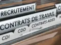 Dossiers de classement : Recrutement, Contrats de travail (CDI, CDD, Contrats aidés), Intérim. Un aperçu des documents essentiels du droit du travail.