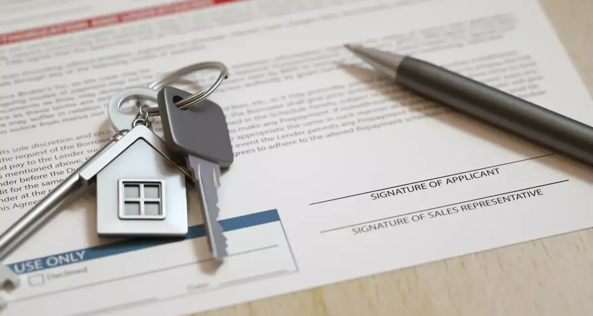 Clés d'une maison sur un contrat de bail civil à Paris. Un stylo est prêt à signer.