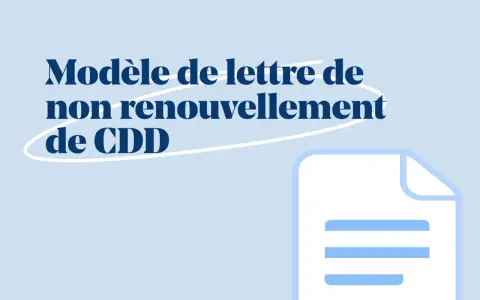 Modèle de lettre pour un refus de renouvellement de CDD. Un document stylisé est représenté.