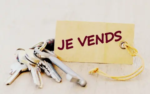 Un trousseau de clés sur un fond clair, avec une étiquette marron portant l'inscription "JE VENDS". Une nouvelle étape commence, la nullité congé pour vendre est derrière.