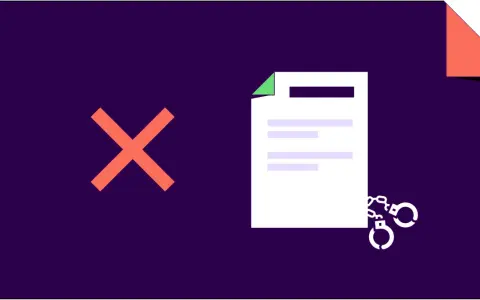 Une croix rouge et des menottes sur un document symbolisent la preuve de travail dissimulé et ses conséquences.