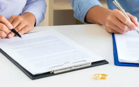 Deux mains signent des documents, symbolisant la fin d'une union. Attention au délai pour réclamer une prestation compensatoire.