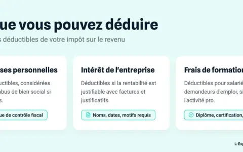 Ce que vous pouvez déduire : frais personnels non déductibles, intérêt de l'entreprise justifiable, et frais de formation pour salariés. Optimisez vos **travaux déductibles des impôts**.
