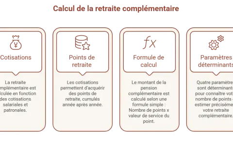 Calcul de la retraite complémentaire : cotisations, points, formule et paramètres déterminants pour estimer votre nombre de points retraite complémentaire.
