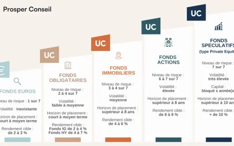 Comparaison de fonds pour votre assurance vie capitalisation : euros, obligataires, immobiliers, actions et spéculatifs.