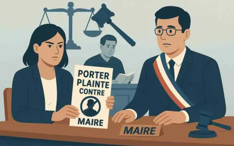 Une femme porte plainte contre un maire, dénonçant un abus de pouvoir dans une affaire de permis de construire. Le maire, visiblement préoccupé, est assis face à elle.