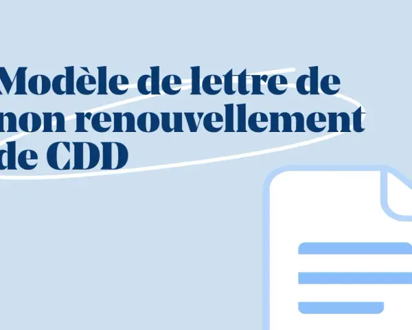Modèle de lettre pour un refus de renouvellement de CDD. Un document stylisé est représenté.
