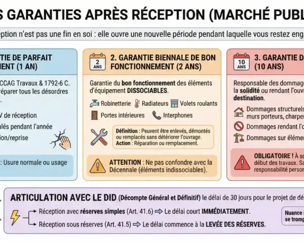 La garantie de parfait achèvement couvre les désordres signalés dans l'année suivant la réception des travaux.
